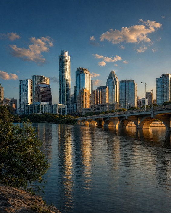 Lady Bird Lake and Austin skyline