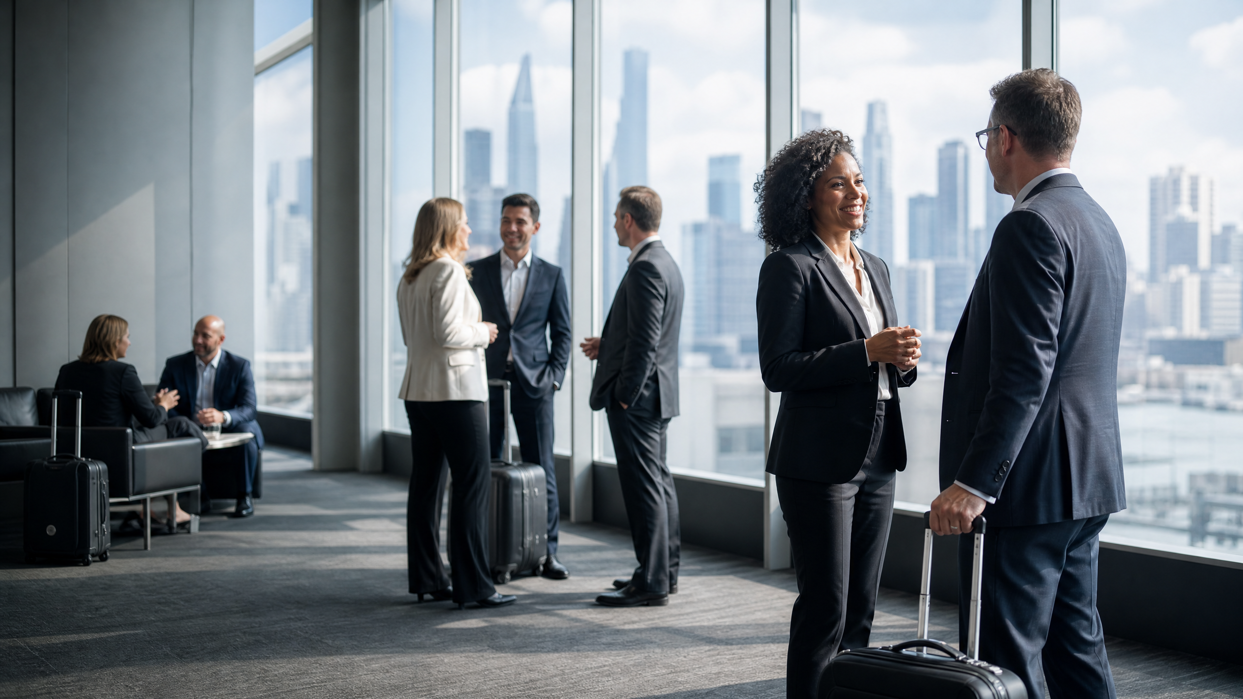 Business travellers at a conference - illustrative image for AmyExpress industry insights